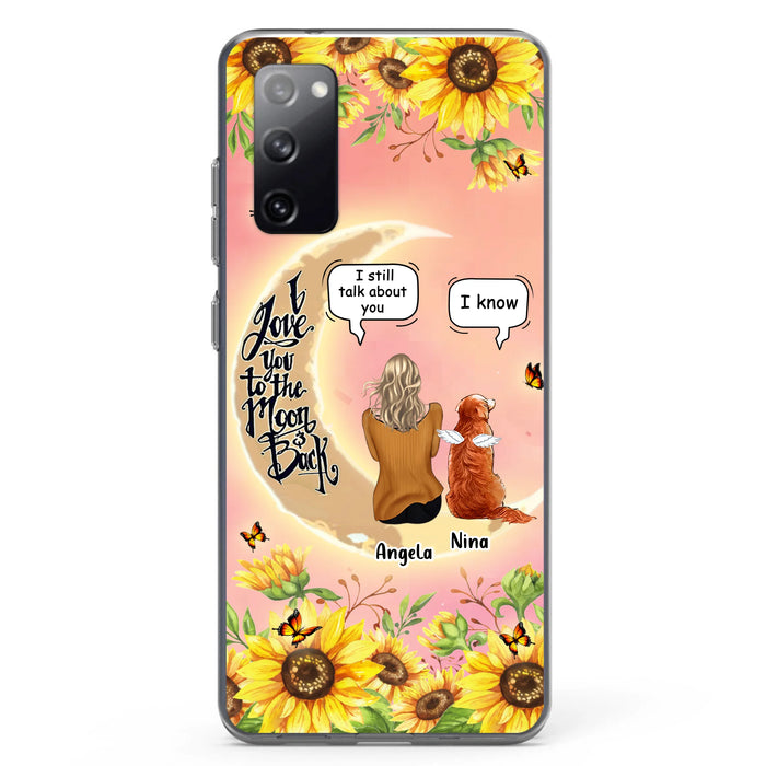 Custom Personalized Memorial Pet Sunflower Phone Case - Adult/Couple With Upto 4 Pets - Memorial Gift Idea For Dog/Cat Lovers - I Love You To The Moon & Back - Case For iPhone & Samsung