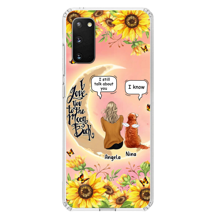 Custom Personalized Memorial Pet Sunflower Phone Case - Adult/Couple With Upto 4 Pets - Memorial Gift Idea For Dog/Cat Lovers - I Love You To The Moon & Back - Case For iPhone & Samsung
