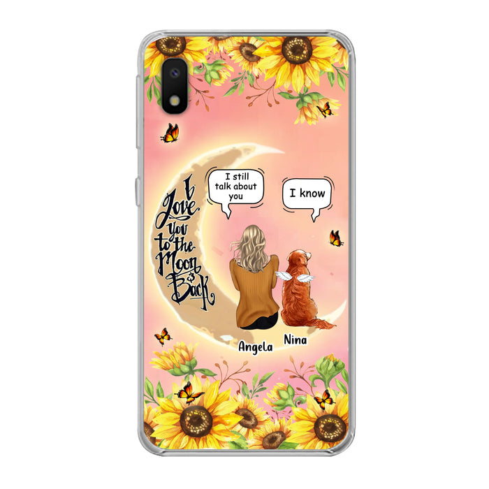 Custom Personalized Memorial Pet Sunflower Phone Case - Adult/Couple With Upto 4 Pets - Memorial Gift Idea For Dog/Cat Lovers - I Love You To The Moon & Back - Case For iPhone & Samsung