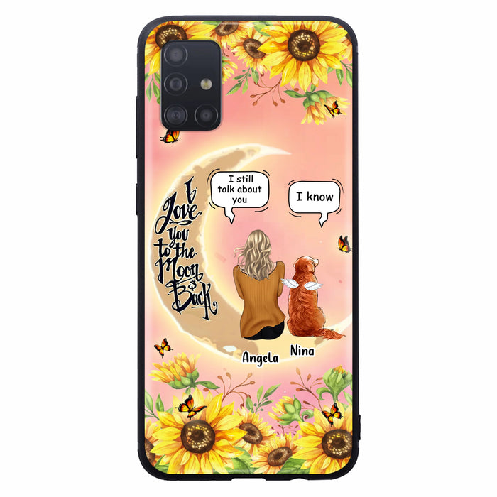 Custom Personalized Memorial Pet Sunflower Phone Case - Adult/Couple With Upto 4 Pets - Memorial Gift Idea For Dog/Cat Lovers - I Love You To The Moon & Back - Case For iPhone & Samsung