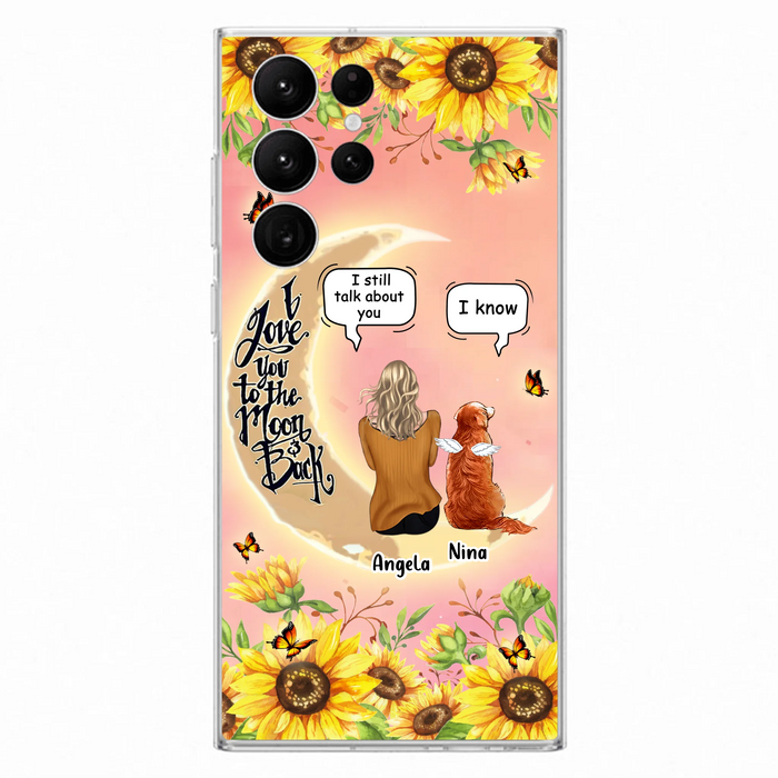 Custom Personalized Memorial Pet Sunflower Phone Case - Adult/Couple With Upto 4 Pets - Memorial Gift Idea For Dog/Cat Lovers - I Love You To The Moon & Back - Case For iPhone & Samsung