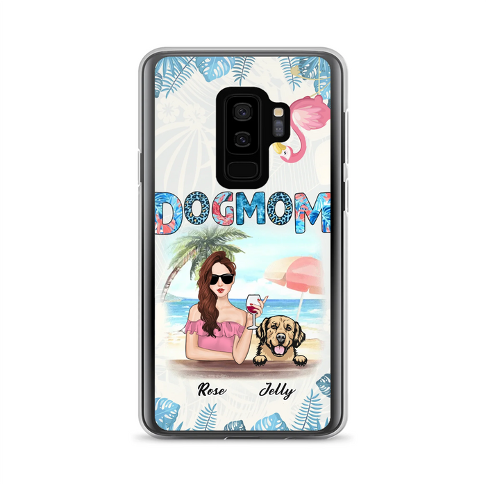 Custom Personalized Dog Mom Summer Patterned Phone Case - Upto 4 Dogs - Gift Idea For Dog Mom - Case For iPhone And Samsung