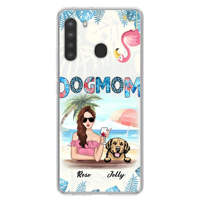 Custom Personalized Dog Mom Summer Patterned Phone Case - Upto 4 Dogs - Gift Idea For Dog Mom - Case For iPhone And Samsung
