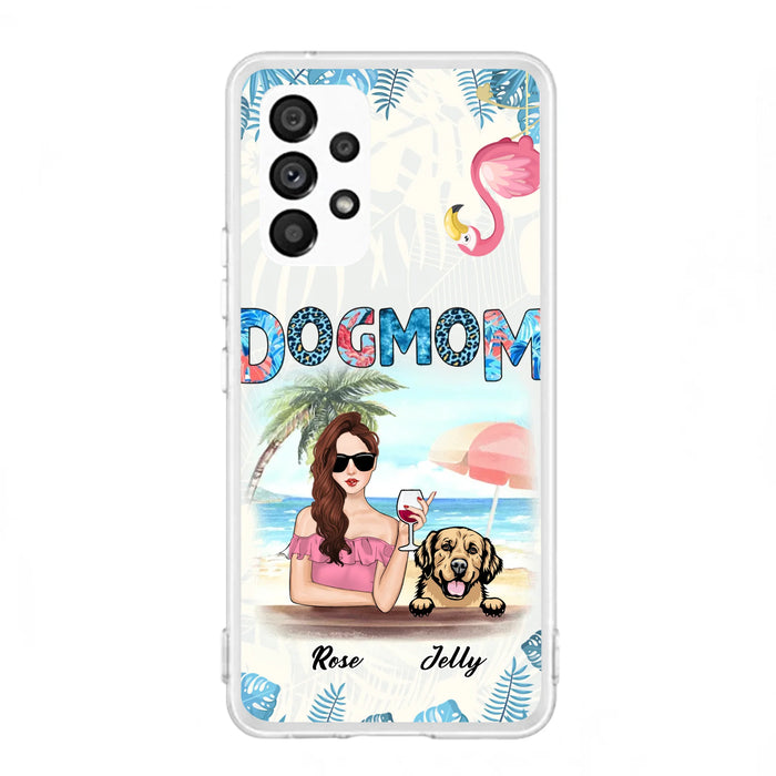 Custom Personalized Dog Mom Summer Patterned Phone Case - Upto 4 Dogs - Gift Idea For Dog Mom - Case For iPhone And Samsung