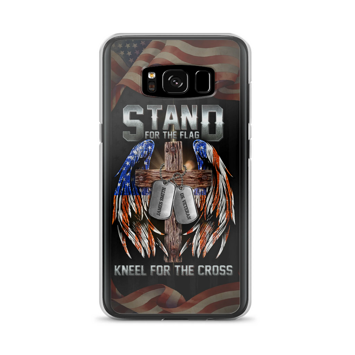 Custom Personalized U.S Veteran Phone Case - Gift Idea for Father/Veteran/ Independence Day - Stand For The Flag Kneel For The Cross - Case For iPhone And Samsung