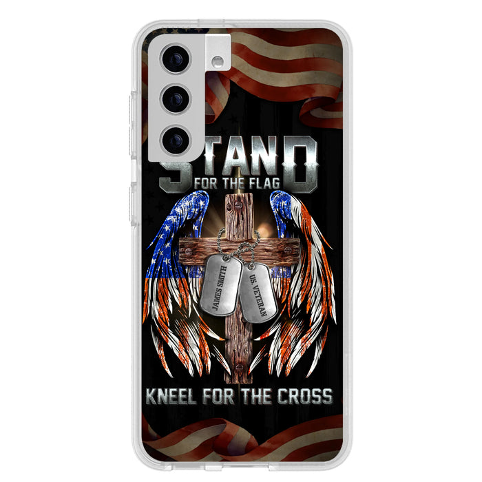 Custom Personalized U.S Veteran Phone Case - Gift Idea for Father/Veteran/ Independence Day - Stand For The Flag Kneel For The Cross - Case For iPhone And Samsung