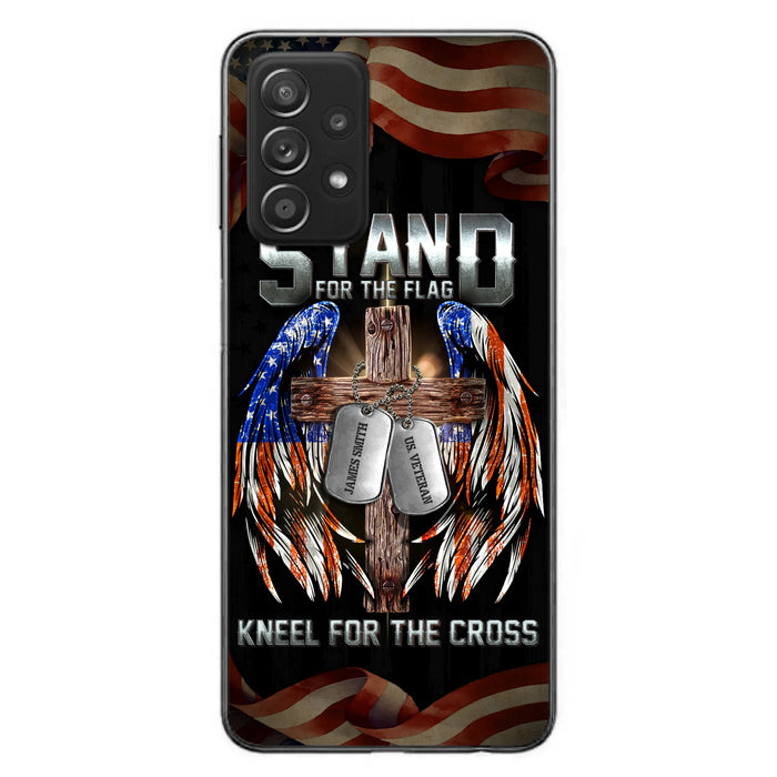 Custom Personalized U.S Veteran Phone Case - Gift Idea for Father/Veteran/ Independence Day - Stand For The Flag Kneel For The Cross - Case For iPhone And Samsung