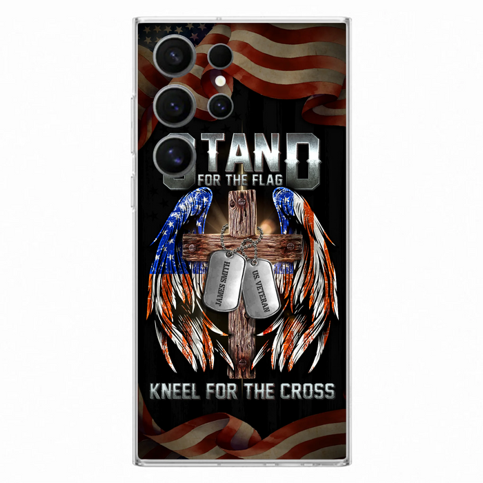 Custom Personalized U.S Veteran Phone Case - Gift Idea for Father/Veteran/ Independence Day - Stand For The Flag Kneel For The Cross - Case For iPhone And Samsung