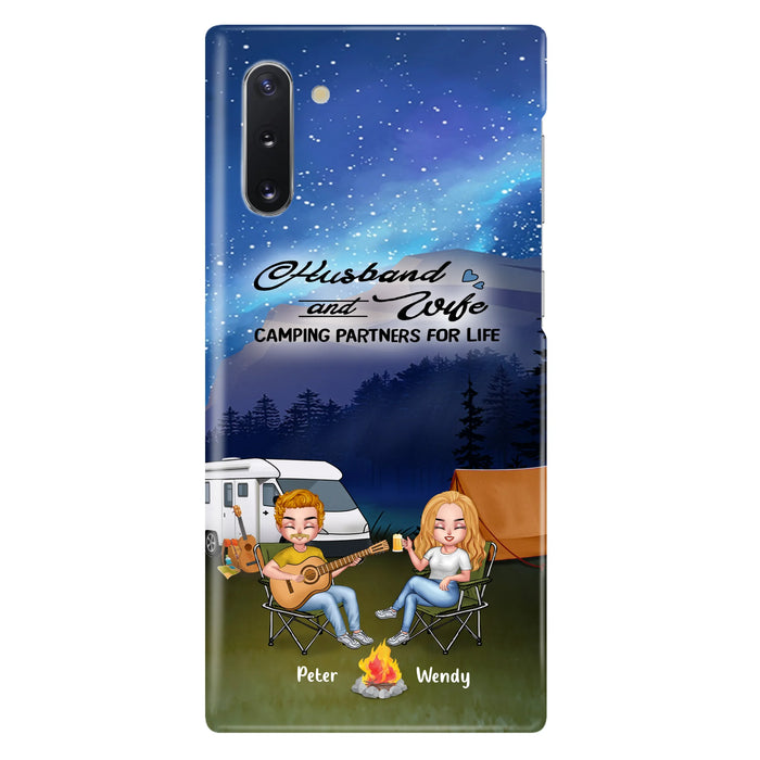 Custom Personalized Guitar Camping Phone Case for iPhone and Samsung - Gift For Camping Lovers, Dog Lovers with up to 2 Dogs - Husband and Wife Camping Partners For Life