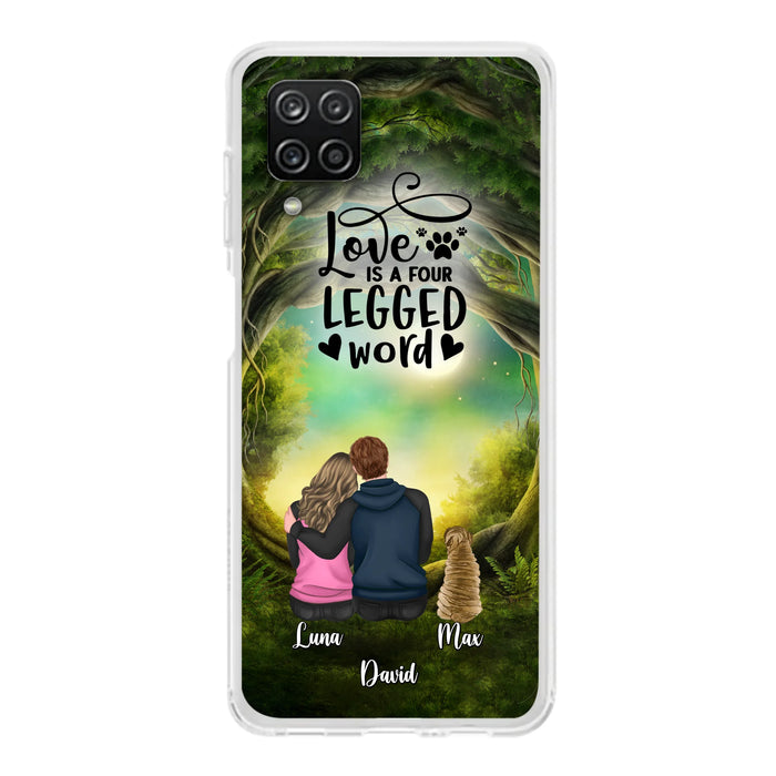 Custom Personalized Couple And Dogs Phone Case - Couple With Upto 5 Dogs - Gift Idea For Couple/Dog Lover - Case For iPhone And Samsung