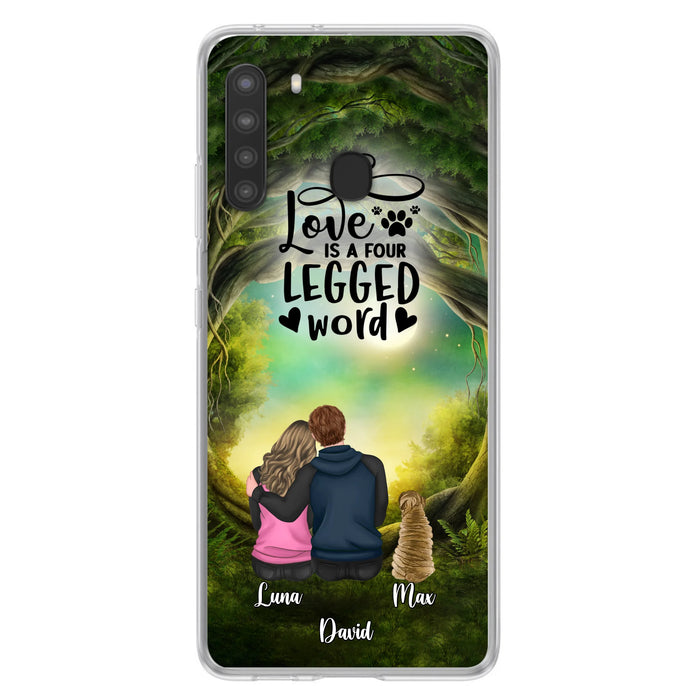 Custom Personalized Couple And Dogs Phone Case - Couple With Upto 5 Dogs - Gift Idea For Couple/Dog Lover - Case For iPhone And Samsung