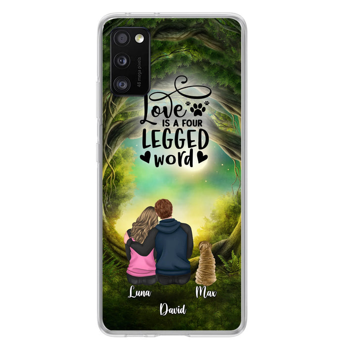 Custom Personalized Couple And Dogs Phone Case - Couple With Upto 5 Dogs - Gift Idea For Couple/Dog Lover - Case For iPhone And Samsung
