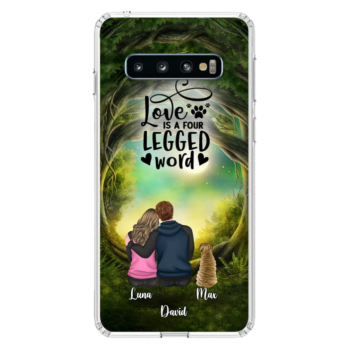 Custom Personalized Couple And Dogs Phone Case - Couple With Upto 5 Dogs - Gift Idea For Couple/Dog Lover - Case For iPhone And Samsung