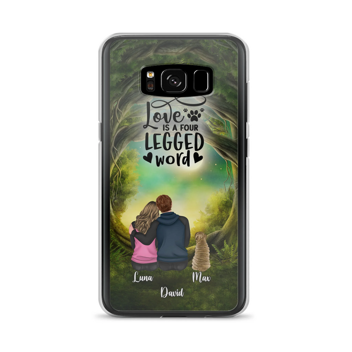Custom Personalized Couple And Dogs Phone Case - Couple With Upto 5 Dogs - Gift Idea For Couple/Dog Lover - Case For iPhone And Samsung