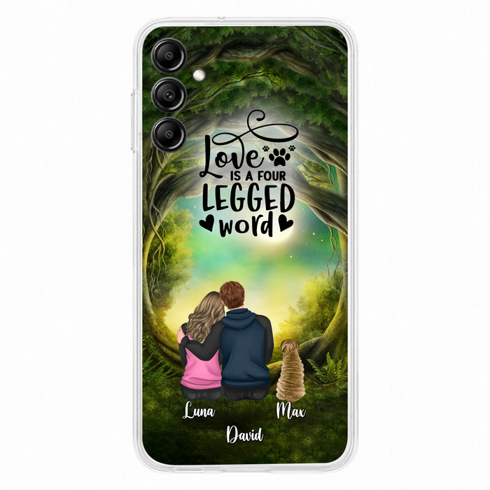 Custom Personalized Couple And Dogs Phone Case - Couple With Upto 5 Dogs - Gift Idea For Couple/Dog Lover - Case For iPhone And Samsung