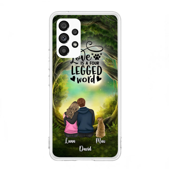 Custom Personalized Couple And Dogs Phone Case - Couple With Upto 5 Dogs - Gift Idea For Couple/Dog Lover - Case For iPhone And Samsung