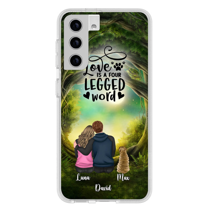 Custom Personalized Couple And Dogs Phone Case - Couple With Upto 5 Dogs - Gift Idea For Couple/Dog Lover - Case For iPhone And Samsung