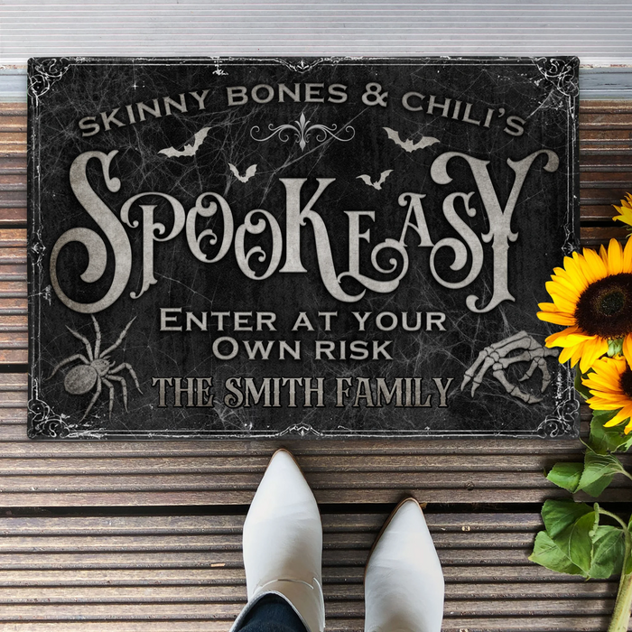 Personalized Spooky Doormat - Halloween Gift Idea For Family - Skinny Bones & Chili's Spookeasy