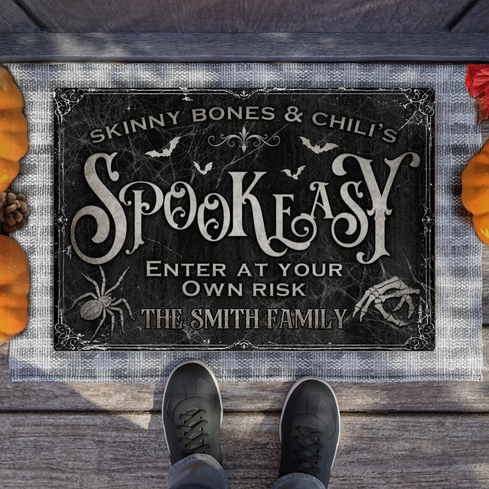 Personalized Spooky Doormat - Halloween Gift Idea For Family - Skinny Bones & Chili's Spookeasy