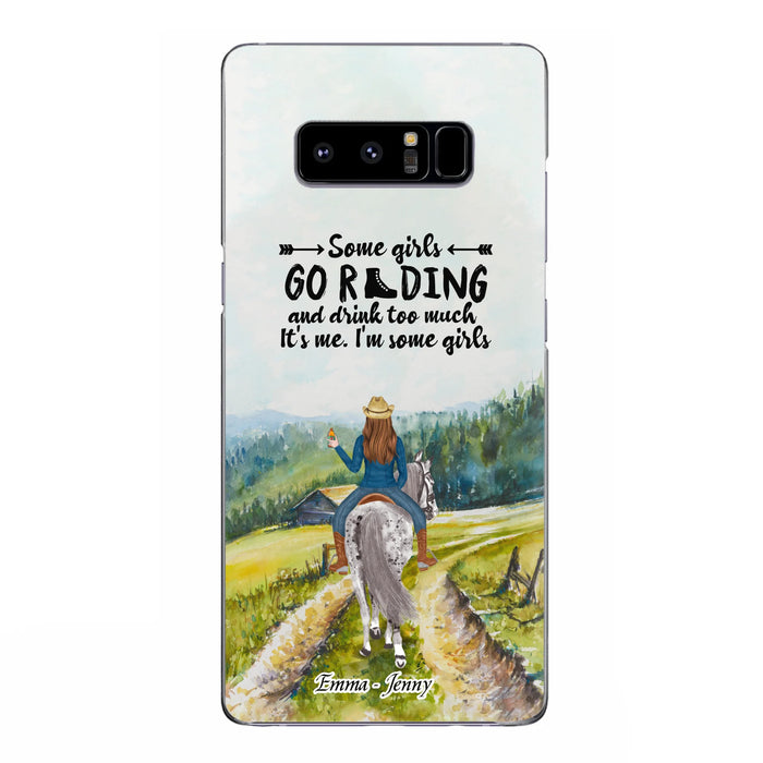 Custom Personalized Riding Horse Phone Case - Upto 2 Girls - Best Gift For Horse Lover/Friends - Some Girls Go Riding And Drink Too Much It's Me - Case For Iphone/Samsung