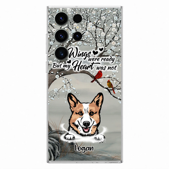 Custom Personalized Memorial Dog Cat Phone Case - Upto 3 Pets - Best Gift For Dog/ Cat Lover - Your Wings Were Ready But My Heart Was Not - Case For iPhone And Samsung
