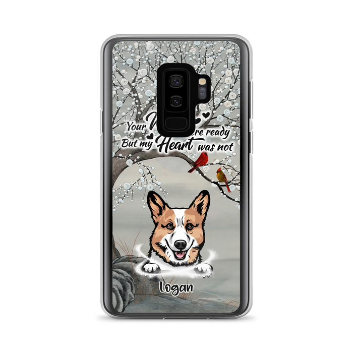 Custom Personalized Memorial Dog Cat Phone Case - Upto 3 Pets - Best Gift For Dog/ Cat Lover - Your Wings Were Ready But My Heart Was Not - Case For iPhone And Samsung