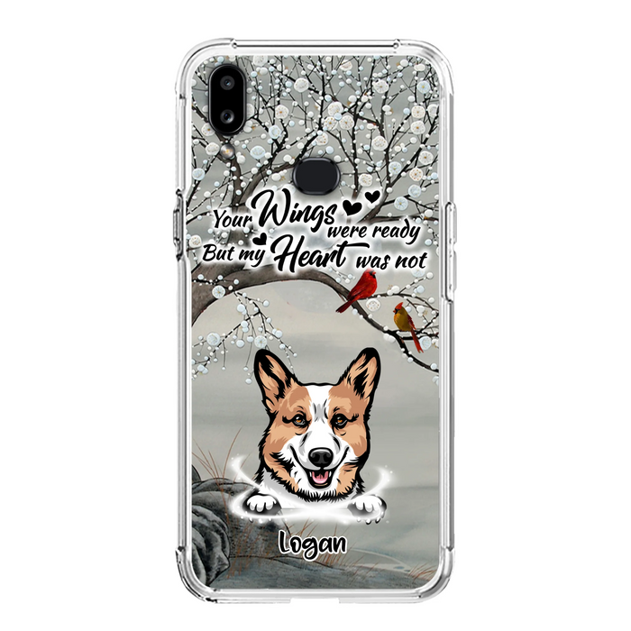 Custom Personalized Memorial Dog Cat Phone Case - Upto 3 Pets - Best Gift For Dog/ Cat Lover - Your Wings Were Ready But My Heart Was Not - Case For iPhone And Samsung