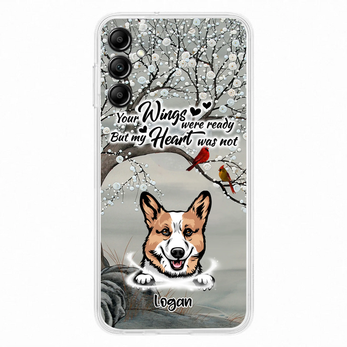 Custom Personalized Memorial Dog Cat Phone Case - Upto 3 Pets - Best Gift For Dog/ Cat Lover - Your Wings Were Ready But My Heart Was Not - Case For iPhone And Samsung