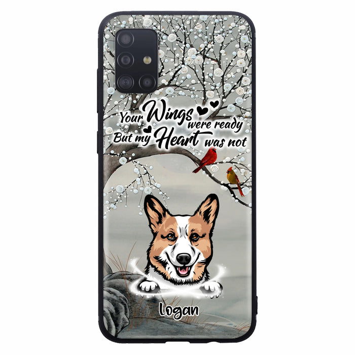 Custom Personalized Memorial Dog Cat Phone Case - Upto 3 Pets - Best Gift For Dog/ Cat Lover - Your Wings Were Ready But My Heart Was Not - Case For iPhone And Samsung