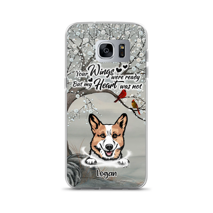 Custom Personalized Memorial Dog Cat Phone Case - Upto 3 Pets - Best Gift For Dog/ Cat Lover - Your Wings Were Ready But My Heart Was Not - Case For iPhone And Samsung