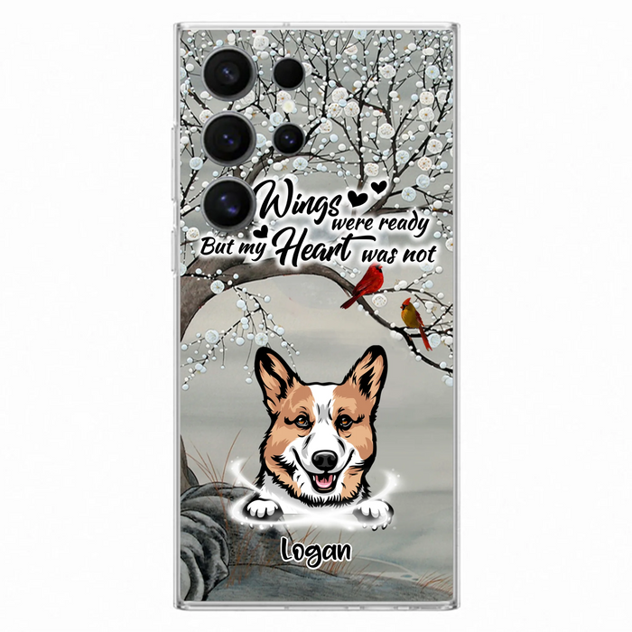 Custom Personalized Memorial Dog Cat Phone Case - Upto 3 Pets - Best Gift For Dog/ Cat Lover - Your Wings Were Ready But My Heart Was Not - Case For iPhone And Samsung