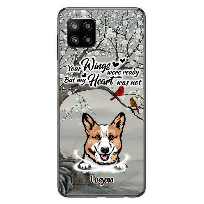 Custom Personalized Memorial Dog Cat Phone Case - Upto 3 Pets - Best Gift For Dog/ Cat Lover - Your Wings Were Ready But My Heart Was Not - Case For iPhone And Samsung