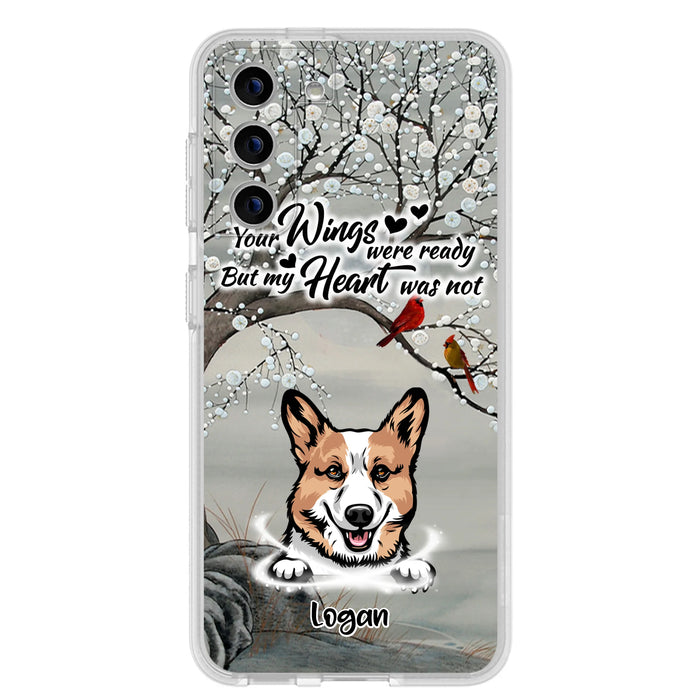 Custom Personalized Memorial Dog Cat Phone Case - Upto 3 Pets - Best Gift For Dog/ Cat Lover - Your Wings Were Ready But My Heart Was Not - Case For iPhone And Samsung