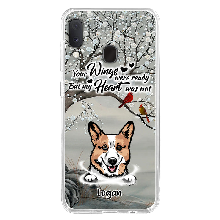 Custom Personalized Memorial Dog Cat Phone Case - Upto 3 Pets - Best Gift For Dog/ Cat Lover - Your Wings Were Ready But My Heart Was Not - Case For iPhone And Samsung