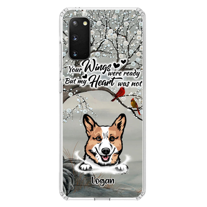 Custom Personalized Memorial Dog Cat Phone Case - Upto 3 Pets - Best Gift For Dog/ Cat Lover - Your Wings Were Ready But My Heart Was Not - Case For iPhone And Samsung