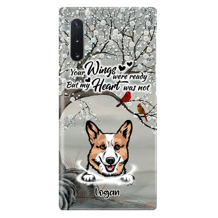 Custom Personalized Memorial Dog Cat Phone Case - Upto 3 Pets - Best Gift For Dog/ Cat Lover - Your Wings Were Ready But My Heart Was Not - Case For iPhone And Samsung