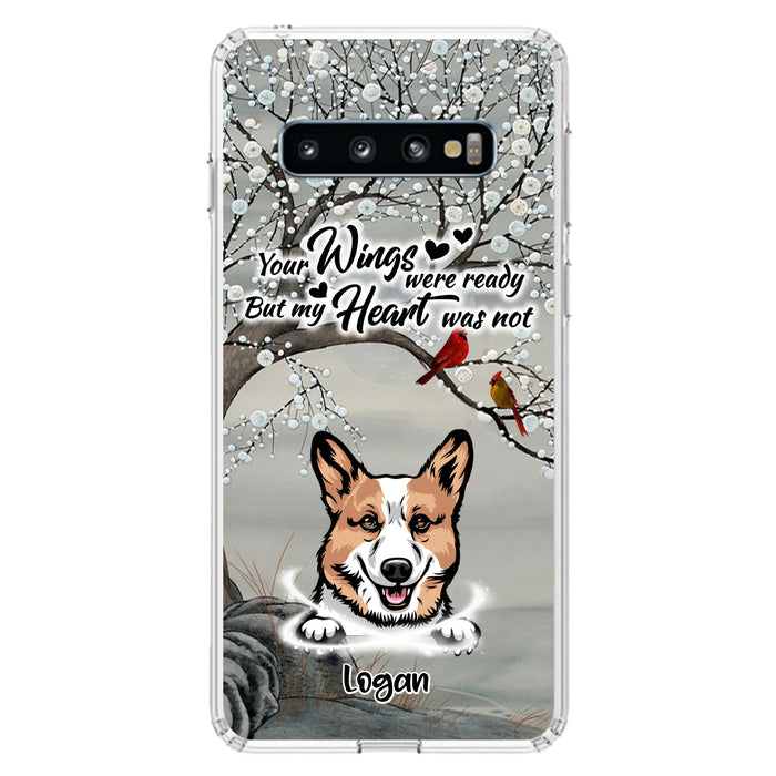 Custom Personalized Memorial Dog Cat Phone Case - Upto 3 Pets - Best Gift For Dog/ Cat Lover - Your Wings Were Ready But My Heart Was Not - Case For iPhone And Samsung