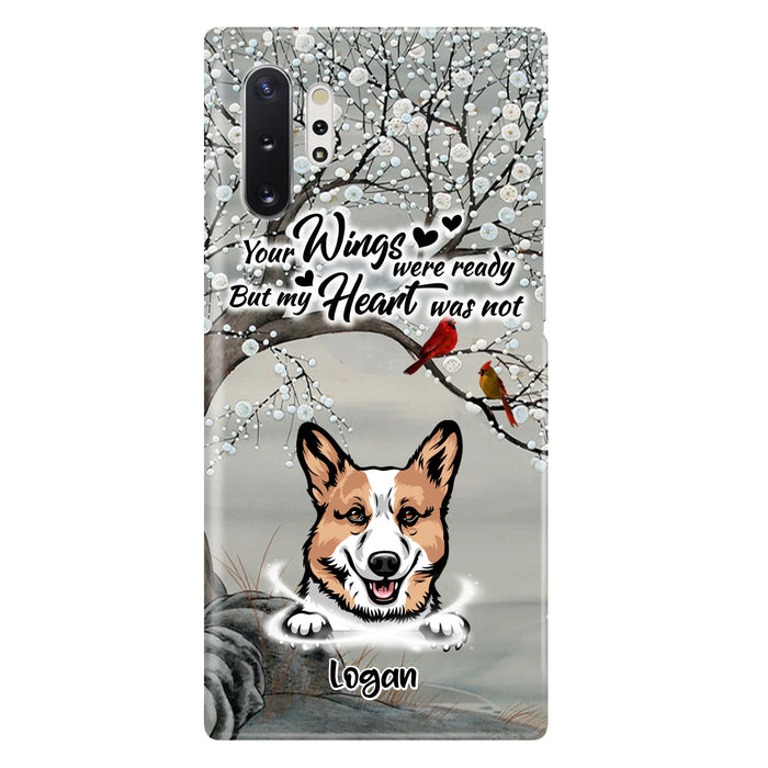 Custom Personalized Memorial Dog Cat Phone Case - Upto 3 Pets - Best Gift For Dog/ Cat Lover - Your Wings Were Ready But My Heart Was Not - Case For iPhone And Samsung