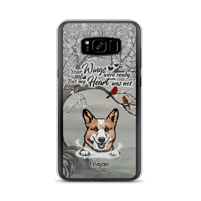 Custom Personalized Memorial Dog Cat Phone Case - Upto 3 Pets - Best Gift For Dog/ Cat Lover - Your Wings Were Ready But My Heart Was Not - Case For iPhone And Samsung