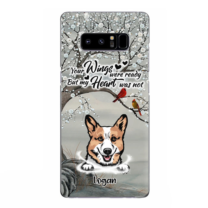 Custom Personalized Memorial Dog Cat Phone Case - Upto 3 Pets - Best Gift For Dog/ Cat Lover - Your Wings Were Ready But My Heart Was Not - Case For iPhone And Samsung