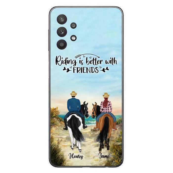 Custom Personalized Friend Riding Horse Phone Case - Best Gift For Horse Love -Riding Is Better With Friends - Case For iPhone And Samsung
