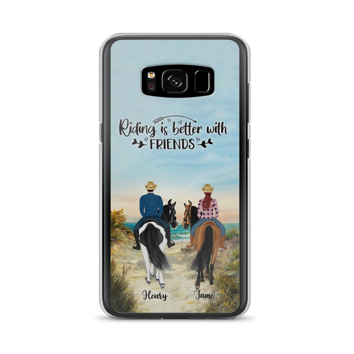 Custom Personalized Friend Riding Horse Phone Case - Best Gift For Horse Love -Riding Is Better With Friends - Case For iPhone And Samsung