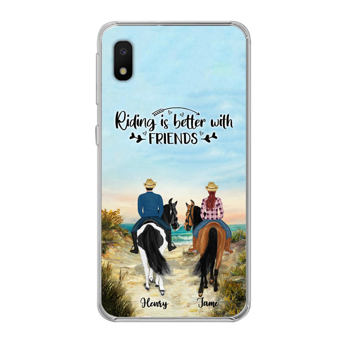 Custom Personalized Friend Riding Horse Phone Case - Best Gift For Horse Love -Riding Is Better With Friends - Case For iPhone And Samsung