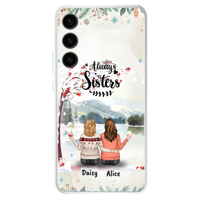 Custom Personalized Sisters Phone Case - Christmas/Autumn/Winter Sisters - Upto 3 Girls - Best Gift For Friends - Phone Case For iPhone And Samsung