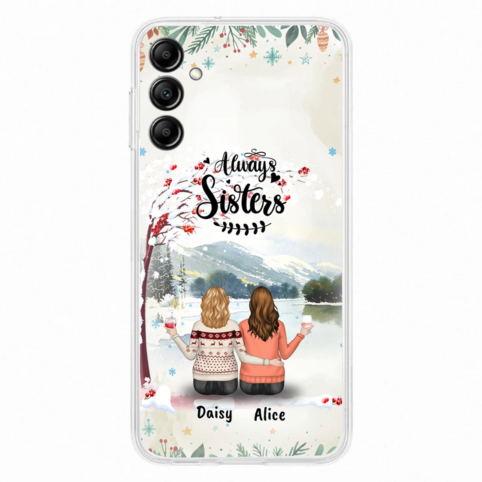 Custom Personalized Sisters Phone Case - Christmas/Autumn/Winter Sisters - Upto 3 Girls - Best Gift For Friends - Phone Case For iPhone And Samsung