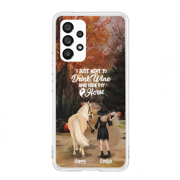 Custom Personalized Horse Witch Phone Case - Halloween Gift For Horse Lover - Drink Wine And Rise My Horse - Case For iPhone And Samsung - EQRIYV