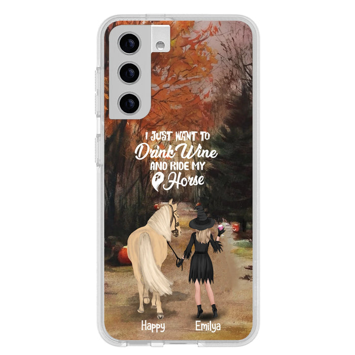 Custom Personalized Horse Witch Phone Case - Halloween Gift For Horse Lover - Drink Wine And Rise My Horse - Case For iPhone And Samsung - EQRIYV
