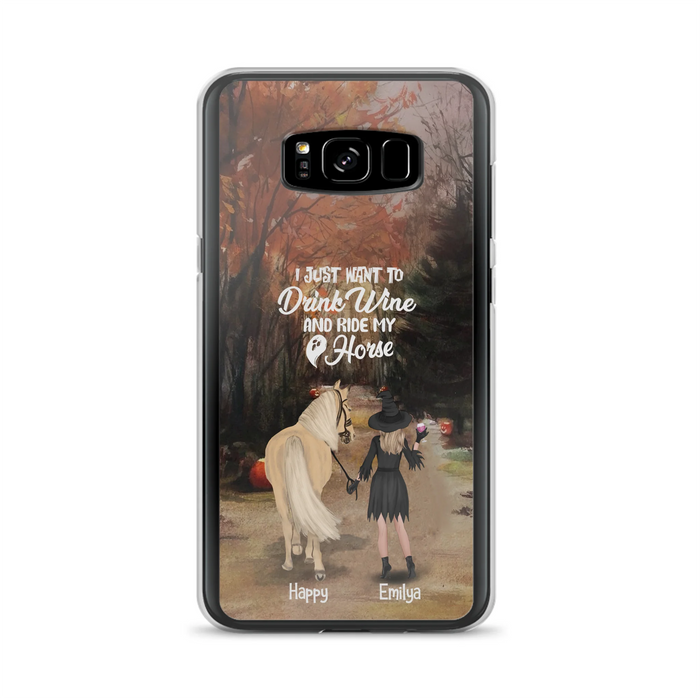 Custom Personalized Horse Witch Phone Case - Halloween Gift For Horse Lover - Drink Wine And Rise My Horse - Case For iPhone And Samsung - EQRIYV