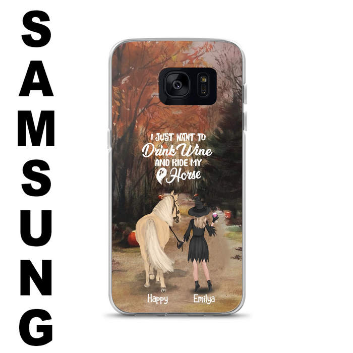 Custom Personalized Horse Witch Phone Case - Halloween Gift For Horse Lover - Drink Wine And Rise My Horse - Case For iPhone And Samsung - EQRIYV