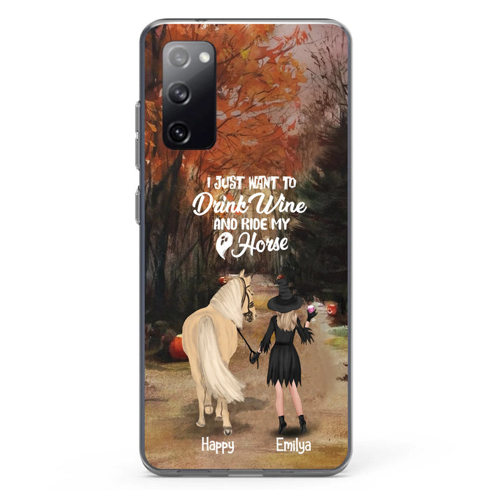 Custom Personalized Horse Witch Phone Case - Halloween Gift For Horse Lover - Drink Wine And Rise My Horse - Case For iPhone And Samsung - EQRIYV
